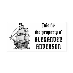 Wooden Pirate Ship Personalize Art Stamp