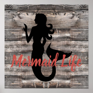 wooden plank nautical MERMAID LIFE Poster