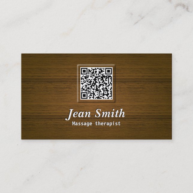Wooden QR Code Massage Therapist Business Card (Front)