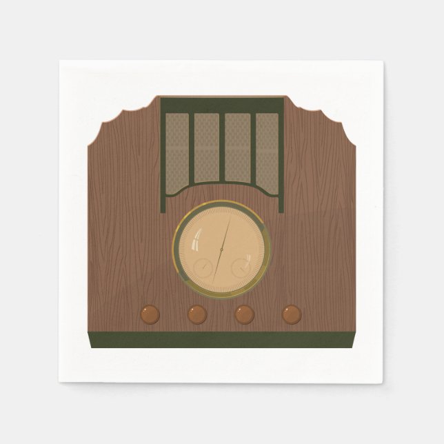 Wooden Retro Radio Paper Napkins (Front)