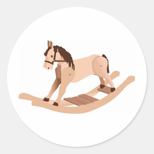 Wooden Rocking Horse Classic Round Sticker (Front)