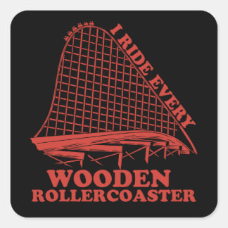 Wooden Rollercoaster Amusement Park Gift Square Sticker