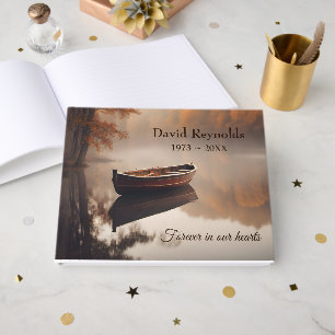 Wooden Row Boat On Autumn Lake Guest Book