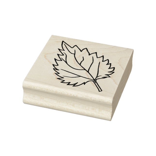 Wooden Rubber Stamp - Single Silver Birch Leaf (Stamp)