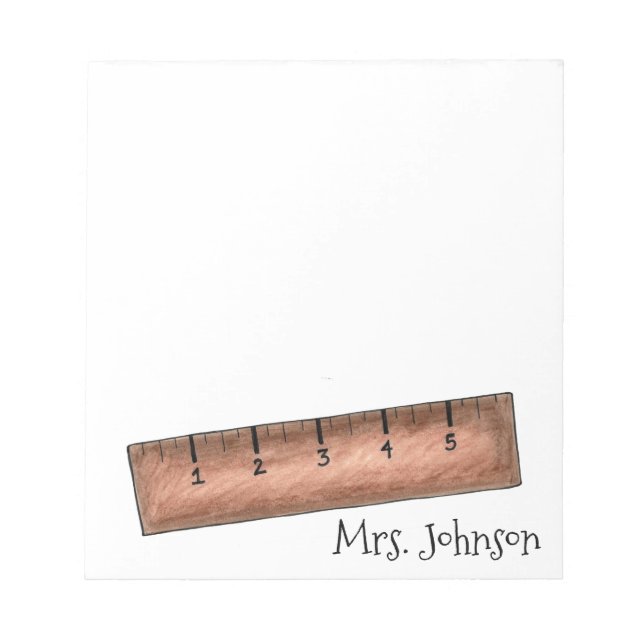 Wooden Ruler Personalised School Teacher Notepad (Front)
