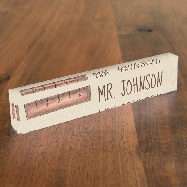 Wooden Ruler School Supplies Teacher Education Nameplate (Side)