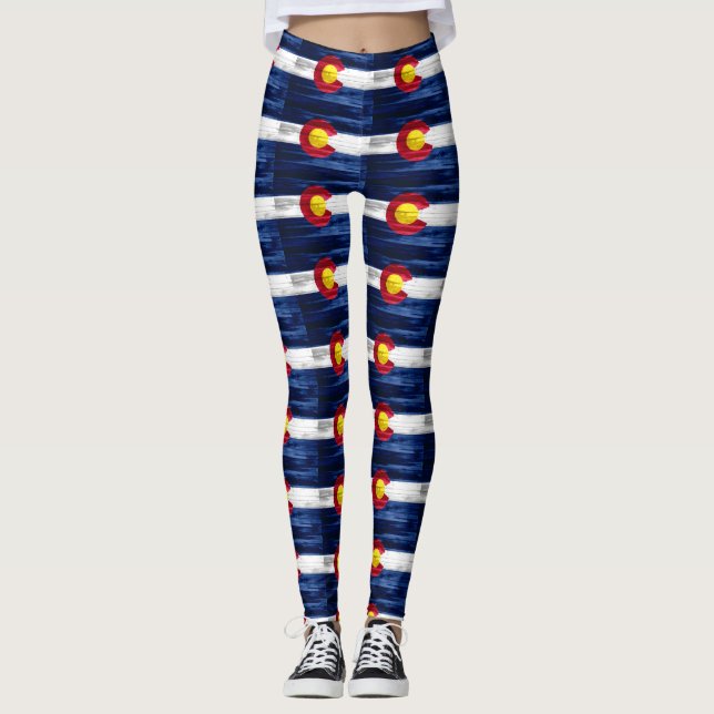 Wooden rustic Colorado flag pattern leggings (Front)