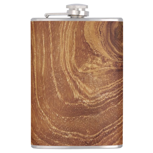 Wooden Rustic Teak Wood Texture Wood Grain Photo Hip Flask (Front)