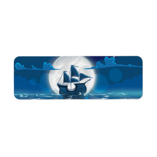 Wooden Sail ship voyage in the moonlight