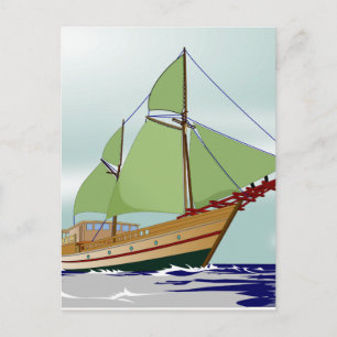Wooden Sailboat Postcard