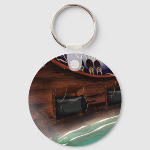 Wooden Sailship Cannon Key Ring