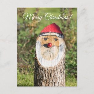Wooden Santa Claus Holiday Postcard