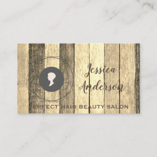 Wooden Sepia Rustic Vintage Hair Styling Logo Business Card