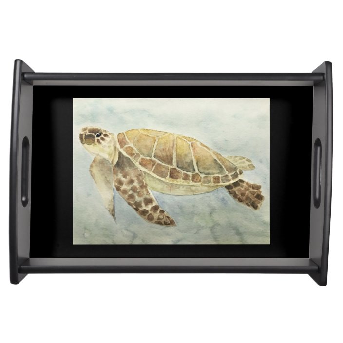 Wooden Serving Tray Watercolor Sea Turtle Uk