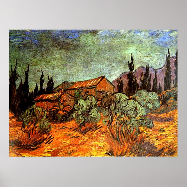 Wooden Sheds, famous van Gogh painting, Poster (Front)