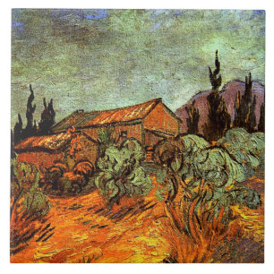 Wooden Sheds, famous van Gogh painting, Tile