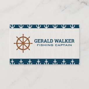 Wooden Ship Wheel   Anchor Pattern Business Card