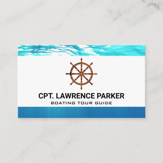 Wooden Ship Wheel | Boating | Water Business Card (Front)