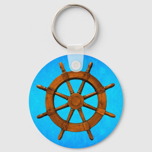 Wooden Ship Wheel Key Ring (Front)