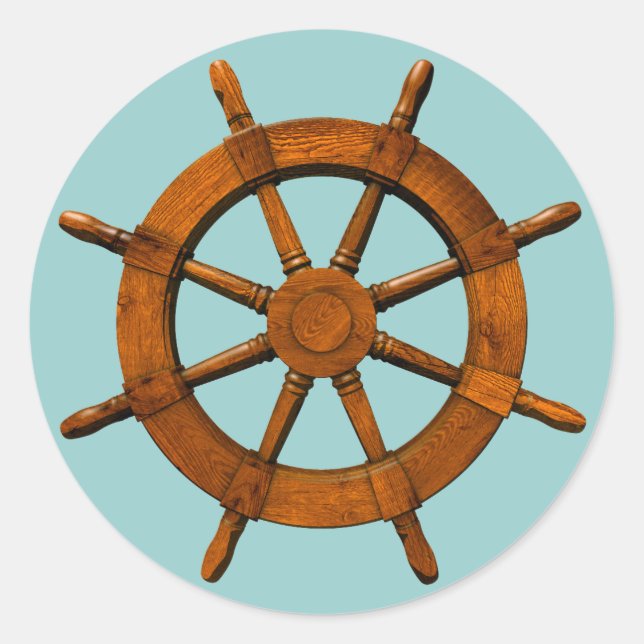 Wooden Ships Helm Classic Round Sticker (Front)