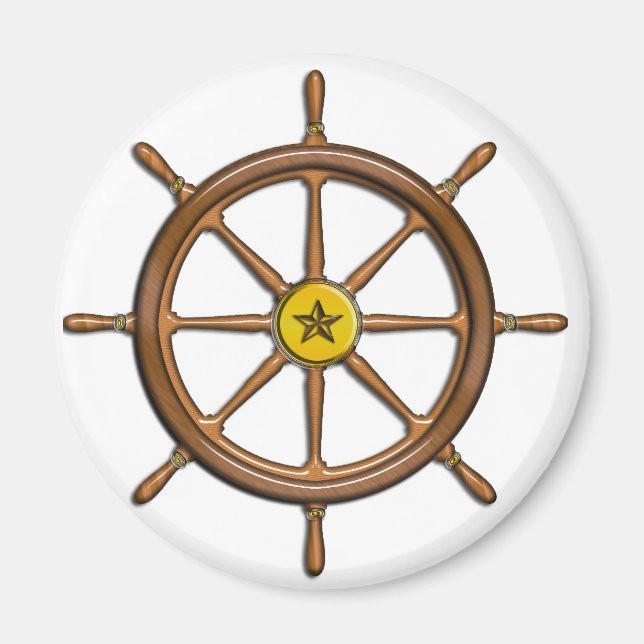 Wooden Ship's Wheel Magnet (Front)