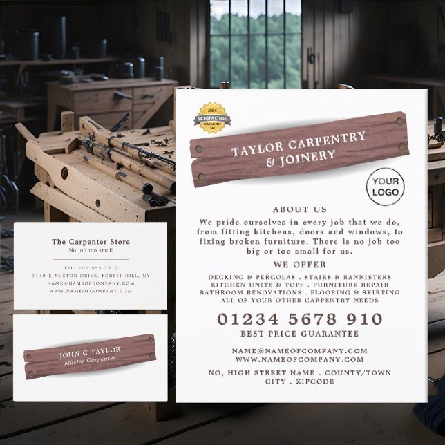 Wooden Sign, Carpentry, Carpenter Business Card (Creator Uploaded)