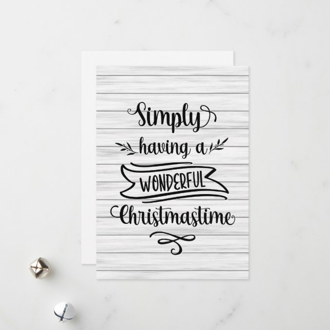 Wooden Simply having a wonderful Christmastime Holiday Card (Front/Back In Situ)