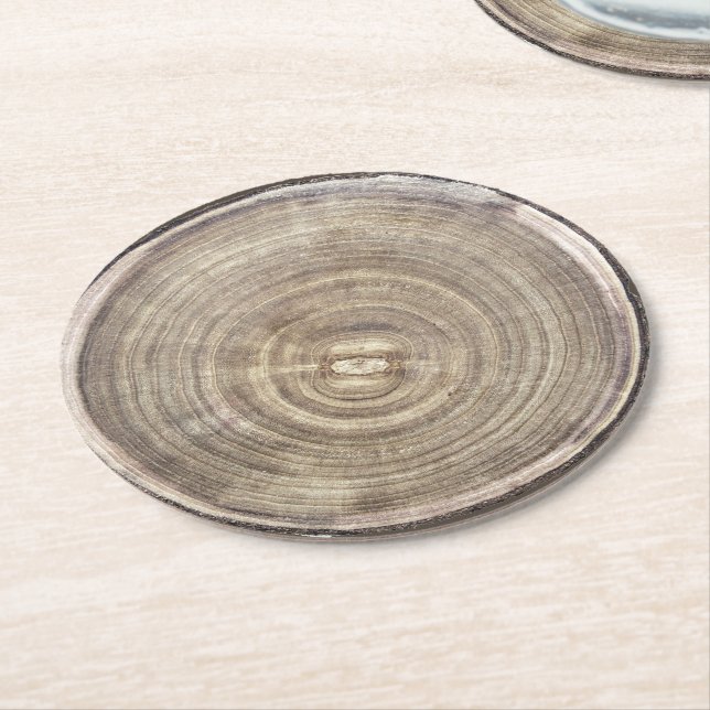 wooden slice round paper coaster (Angled)
