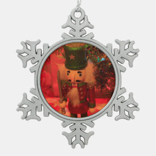 Wooden Soldier Snowflake Pewter Christmas Ornament