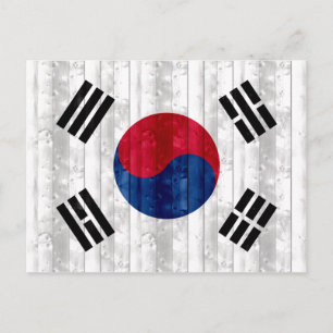 Wooden South Korean Flag Postcard