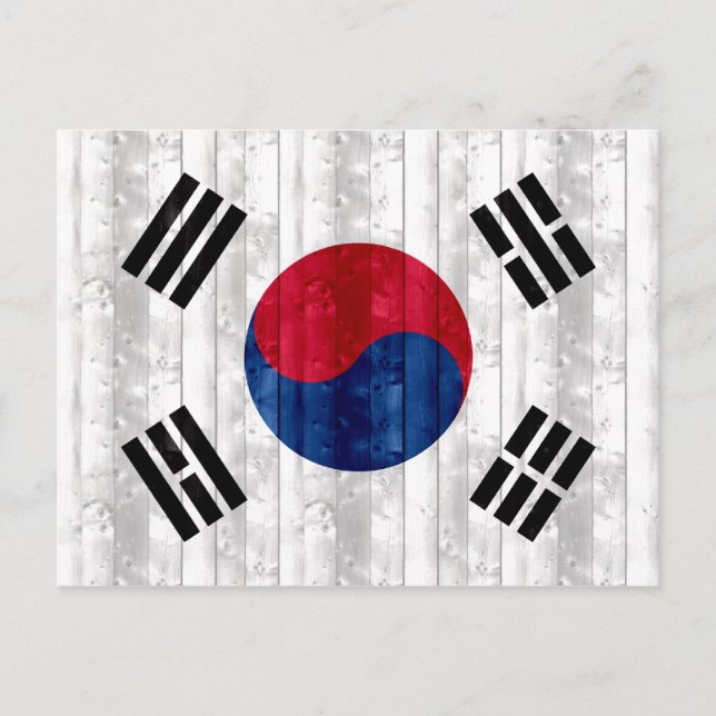 Wooden South Korean Flag Postcard (Front)
