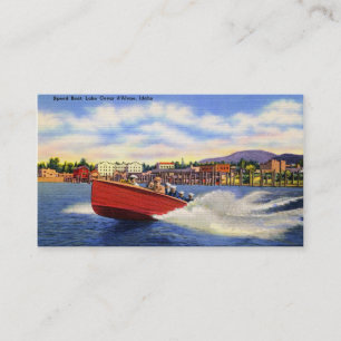 Wooden Speed Boat on Lake Coeur d'Alene, Idaho Business Card