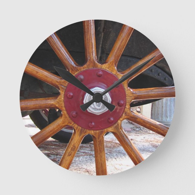 Wooden Spoke Wheel Clock (Front)