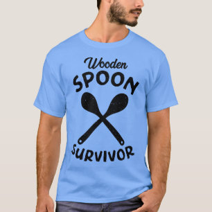 Wooden Spoon Survivor Distressed Black Text T-Shirt
