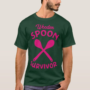 Wooden Spoon Survivor Distressed Deep Pink Text T-Shirt