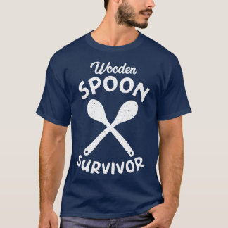 Wooden Spoon Survivor Distressed White Text T-Shirt