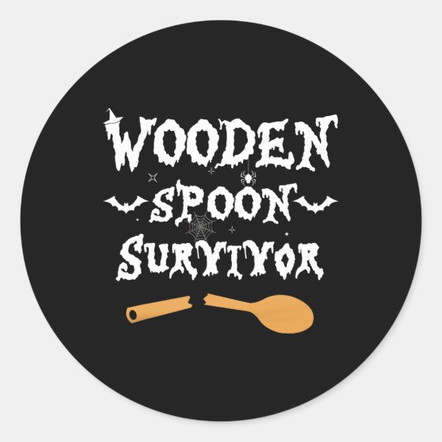 Wooden Spoon Survivor Funny  Halloween Costume Men Classic Round Sticker (Front)
