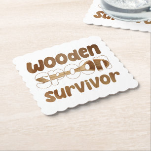 Wooden Spoon Survivor Funny Italian Fun Expression Paper Coaster