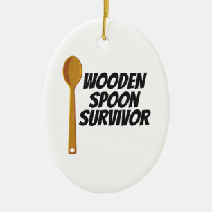 Wooden Spoon Survivor Funny Nostalgia Ceramic Tree Decoration