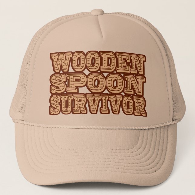 Wooden Spoon Survivor, Funny Trucker Hat (Front)