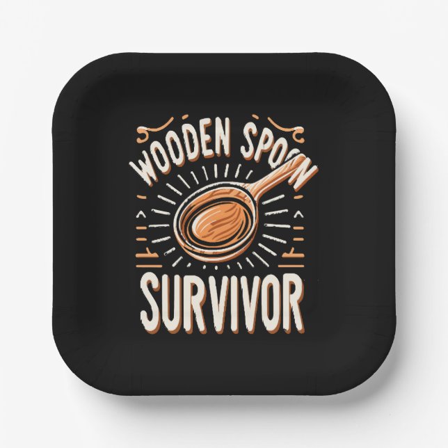 Wooden spoon Survivor Paper Plate (Front)