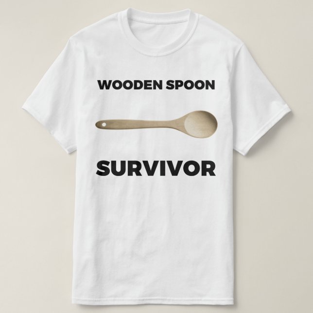 Wooden Spoon Survivor T-Shirt (Design Front)