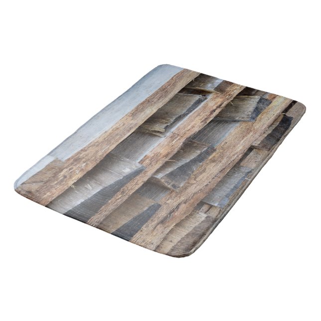 Wooden Stacked Pallet Wood Natural Photography Bath Mat (Angled)