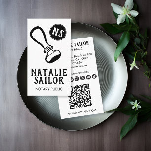 Wooden Stamp Logo Notary Public CUSTOM Social Icon Business Card