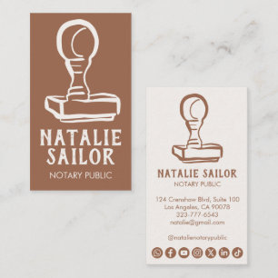 Wooden Stamp Logo Notary Public CUSTOM Social Icon Business Card