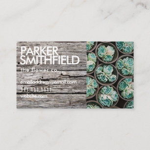 Wooden Succulent Rustic Floral Business Card