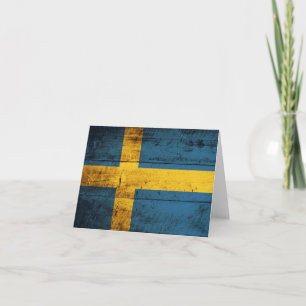 Wooden Sweden Flag Card