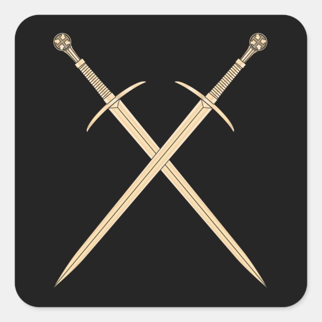 Wooden Templar Sword Isolated On White Background Square Sticker (Front)