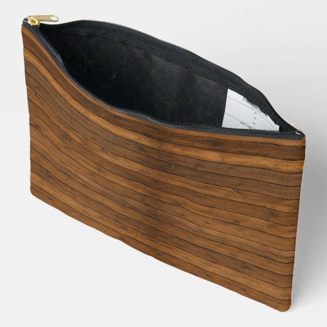 Wooden Texture Accessory Pouch (Open)