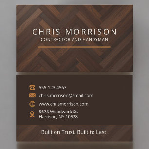 Wooden Texture Handyman & General Contractor Business Card